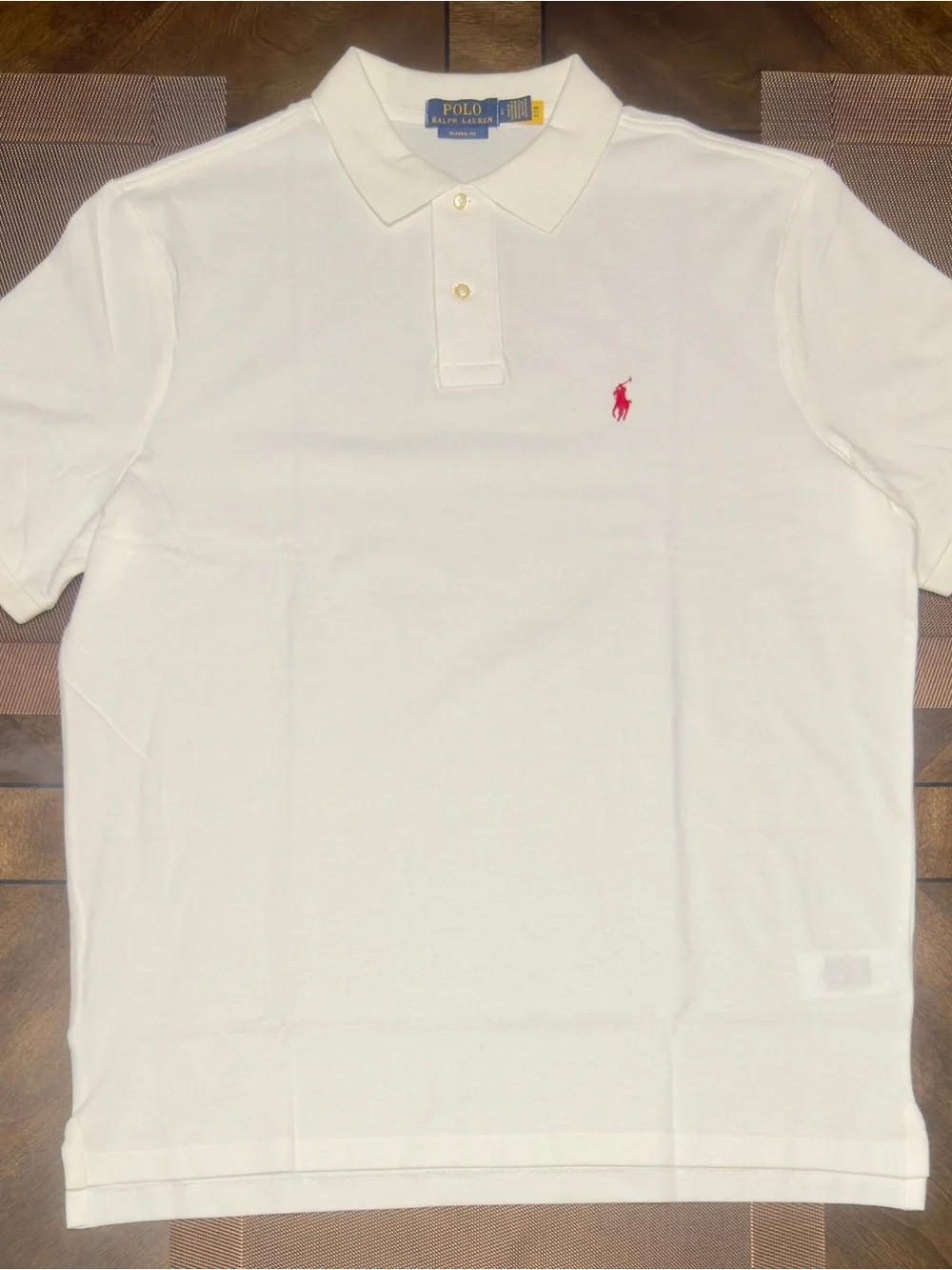 Ralph Lauren Classic-Fit Men’s White/Red Polo Shirt sz. Large (Never Worn).